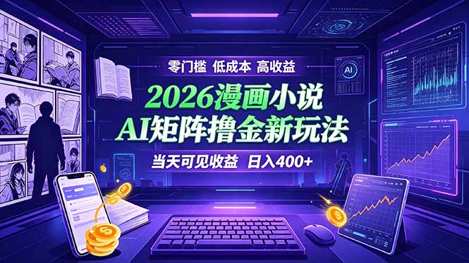 爆款小说漫画AI矩阵操作 变现400方法 零门槛副业 当天收益可见