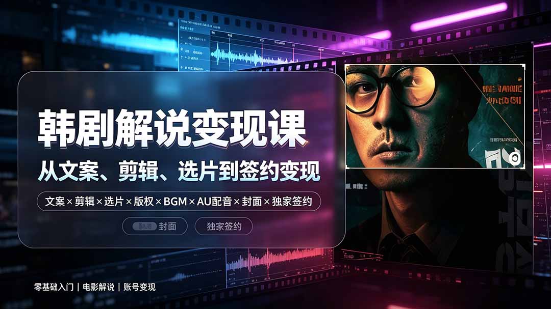 抖音韩剧解说课:文案剪辑选片版权BGM配音封面,零基础到变现 抖音韩剧解说课:文案剪辑选片版权BGM配音封面,零基础到变现