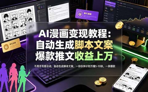 AI漫画变现教程：自动生成脚本分镜，GPT/Oiloil做小说推文，伙伴计划万播赚5-10元