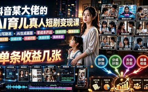 AI育儿短剧变现课：低成本用AI写剧本生成画面，宝妈宝爸也能赚