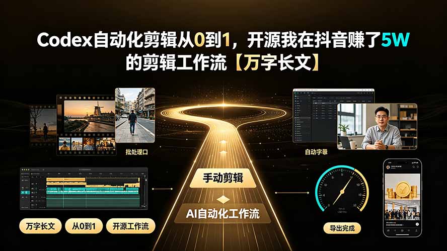 Codex自动化剪辑从0到1：开源抖音爆款视频工作流，效率提升10倍