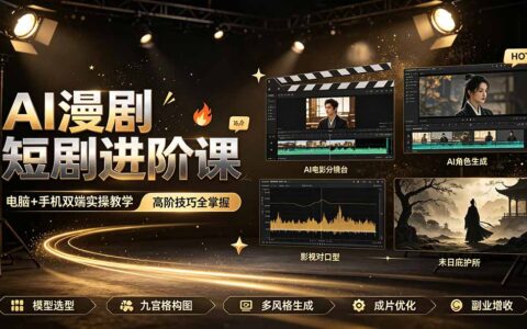 AI漫剧短剧双端实操课｜零基础学影视对口型与末日解压创作