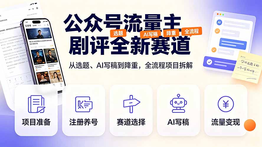 公众号流量主剧评新赛道：选题、AI写稿到降重全流程拆解