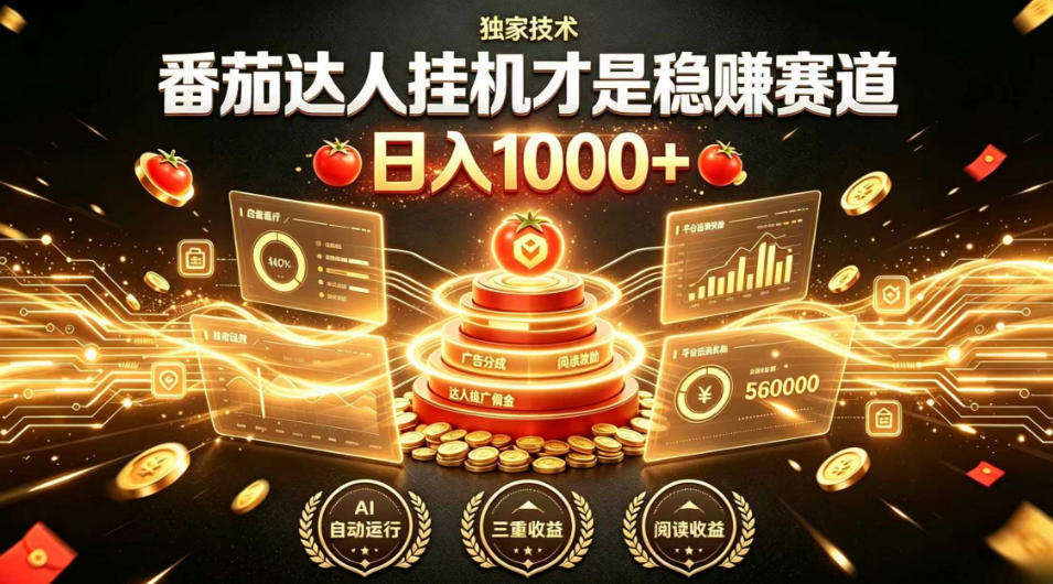 别再瞎找副业！番茄达人挂G变现100步骤0+，傻瓜式矩阵放大稳賺