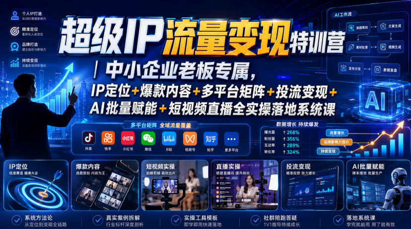 超级IP流量变现特训营｜中小企业老板AI赋能短视频直播实操课