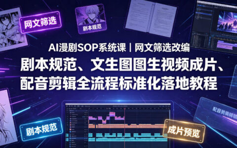 AI漫剧SOP系统课：网文筛选改编+文生图视频全流程标准化教程