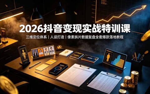 2026抖音变现实战课：三维定位+人设打造+爆款拆片数据复盘