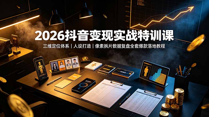 2026抖音变现实战课:三维定位+人设打造+爆款拆片数据复盘 2026抖音变现实战课:三维定位+人设打造+爆款拆片数据复盘