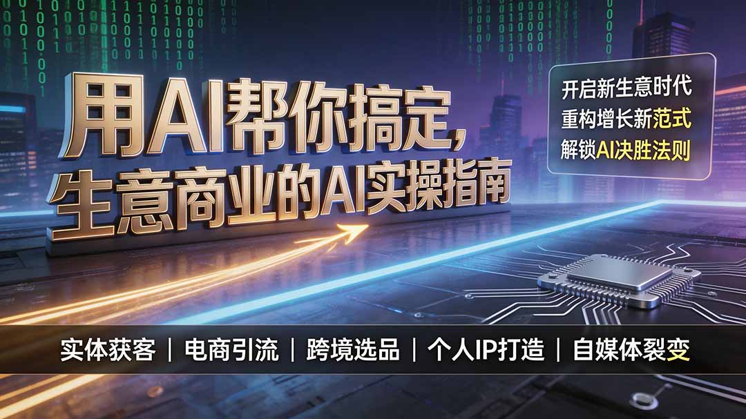 用AI搞定生意商业实操指南，实体获客电商引流跨境选品个人IP打造