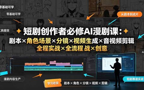 短剧创作者AI漫剧课：剧本分镜视频生成剪辑全流程实战