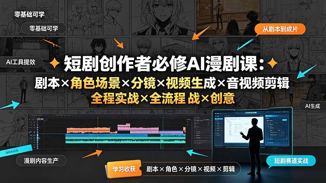 短剧创作者AI漫剧课:剧本分镜视频生成剪辑全流程实战 短剧创作者AI漫剧课:剧本分镜视频生成剪辑全流程实战