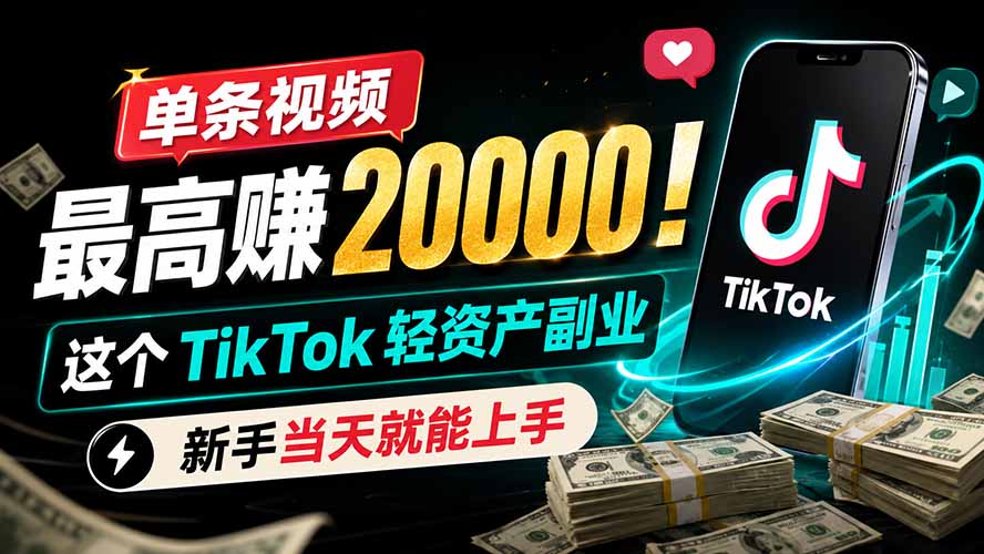 单条视频赚2万!TikTok轻资产副业,新手当天上手CapCut拉新 单条视频赚2万!TikTok轻资产副业,新手当天上手CapCut拉新