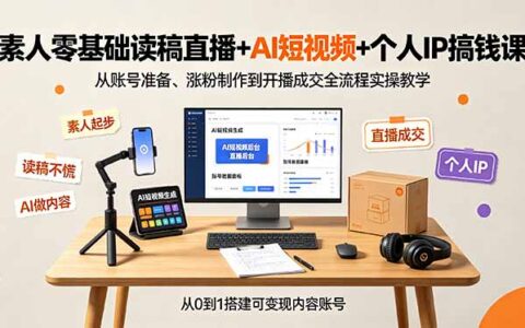 素人零基础读稿直播+AI短视频+个人IP搞钱全流程实操课