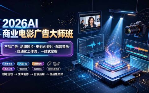 2026AI商业电影广告大师班：产品广告·品牌短片·电影AI短片·配音音乐·自动化工作流，一站式掌握