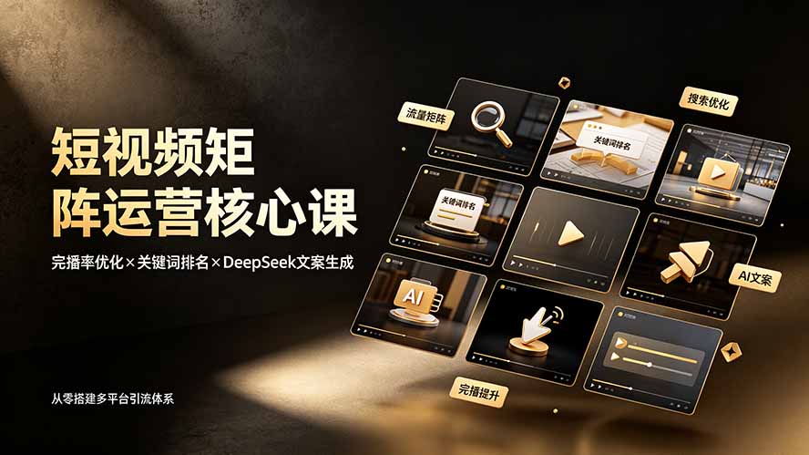 短视频矩阵运营课：完播率优化×关键词排名×DeepSeek文案生成