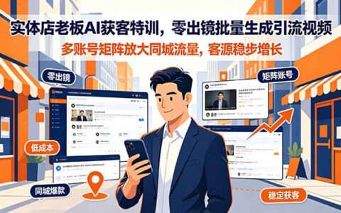 实体店老板AI获客特训：零出镜批量生成同城引流视频，矩阵放大客源