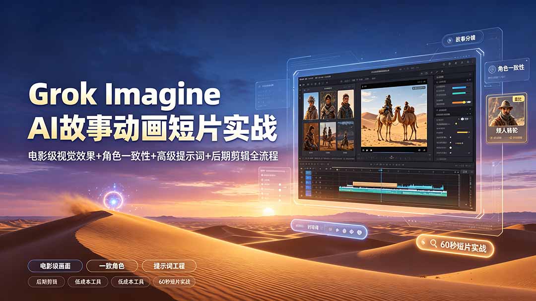 Grok Imagine实战:AI动画短片制作全流程,角色一致+电影级提示词+剪辑技巧 Grok Imagine实战:AI动画短片制作全流程,角色一致+电影级提示词+剪辑技巧