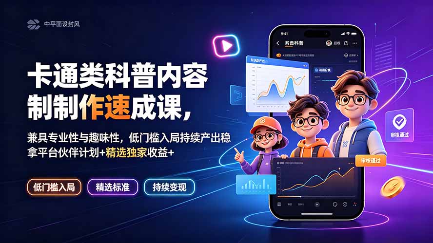 2026 卡通科普速成课：低门槛入局稳拿平台独家收益