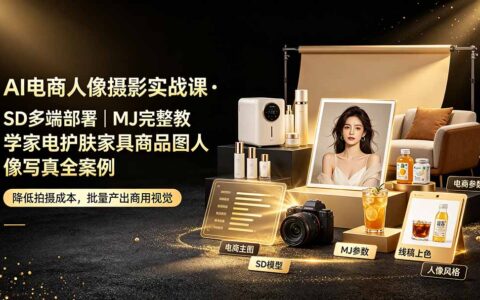 AI电商人像摄影实战课：SD/MJ部署+多品类商品图人像写真全案例