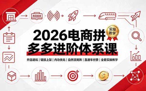 2026拼多多进阶体系课：避坑上架内功优化自然流直通车实操