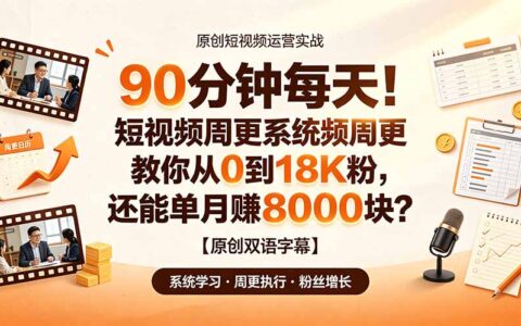 90分钟日更系统：TikTok涨粉1.8万+变现800步骤0的短视频教程