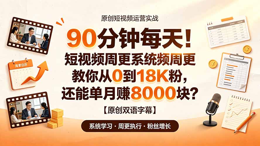 90分钟日更系统:TikTok涨粉1.8万+变现800步骤0的短视频教程 90分钟日更系统:TikTok涨粉1.8万+变现800步骤0的短视频教程