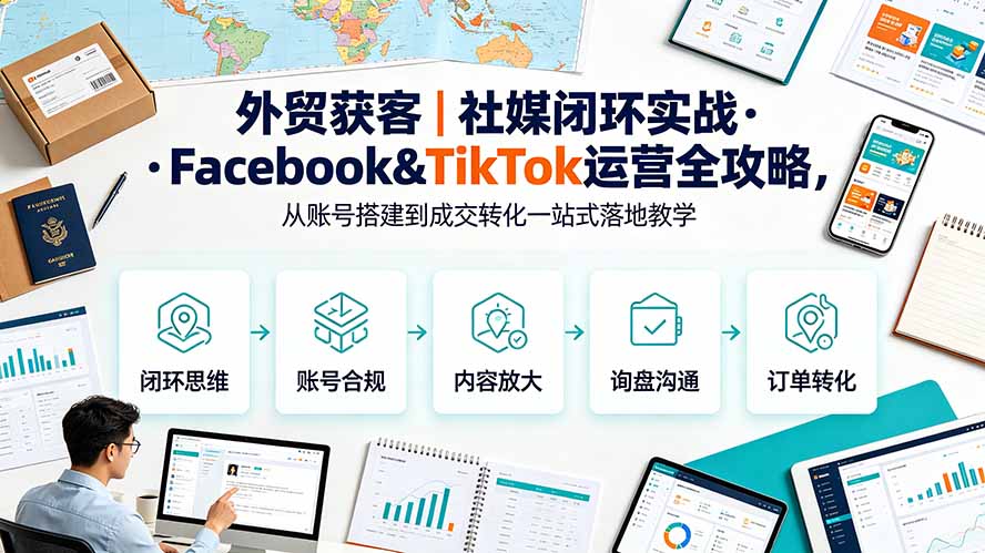 外贸社媒获客闭环实战：Facebook+TikTok账号搭建与成交转化全攻略