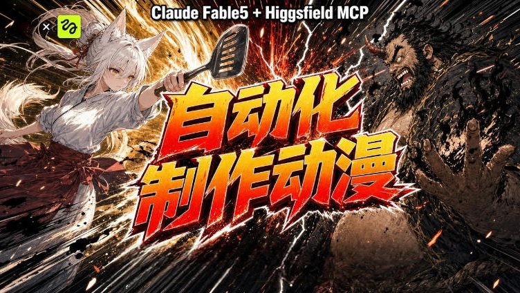 Claude Fable 5接入Higgsfield MCP,AI自动化动漫制作全流程 Claude Fable 5接入Higgsfield MCP,AI自动化动漫制作全流程