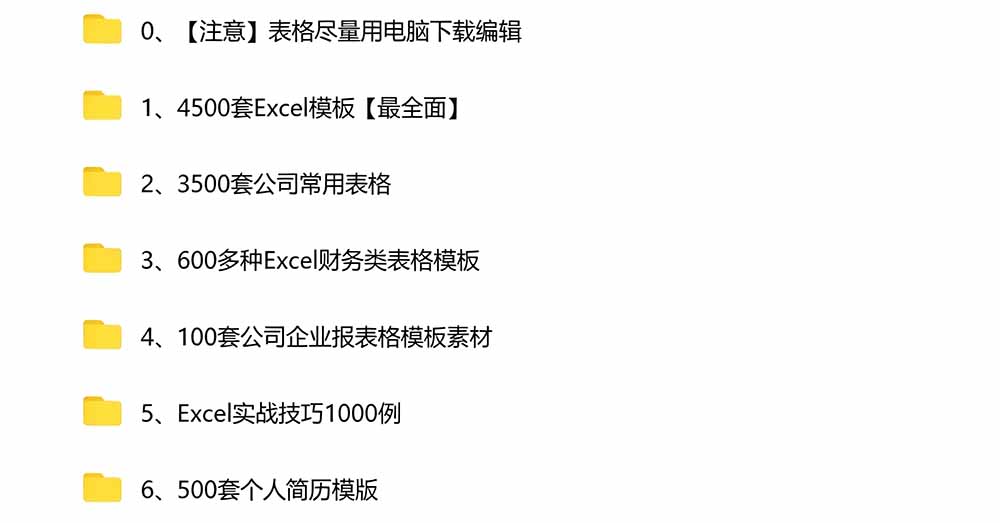 自购900步骤0+套Excel模板合集！含简历素材，分类清晰一键下载