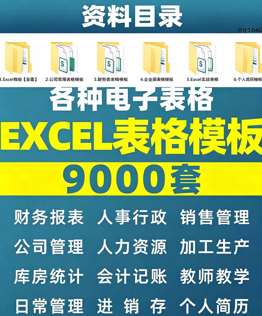 自购900步骤0+套Excel模板合集！含简历素材，分类清晰一键下载