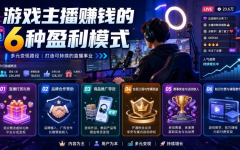 2026 游戏主播赚钱秘籍：6种盈利模式与普通人逆袭指南