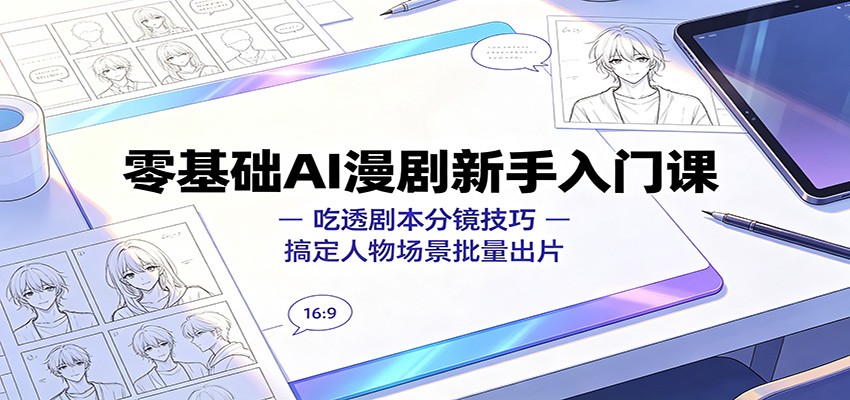 零基础AI漫剧新手课：剧本分镜+人物场景批量出片技巧