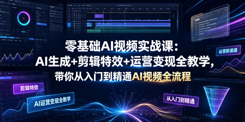 零基础AI视频实战课：即梦+剪映全流程教学，从入门到变现