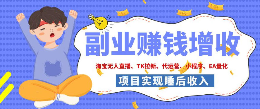 2026年副业项目：淘宝无人直播、TK拉新、CSGO饰品交易、去水印小程序，手把手搭建被动收入