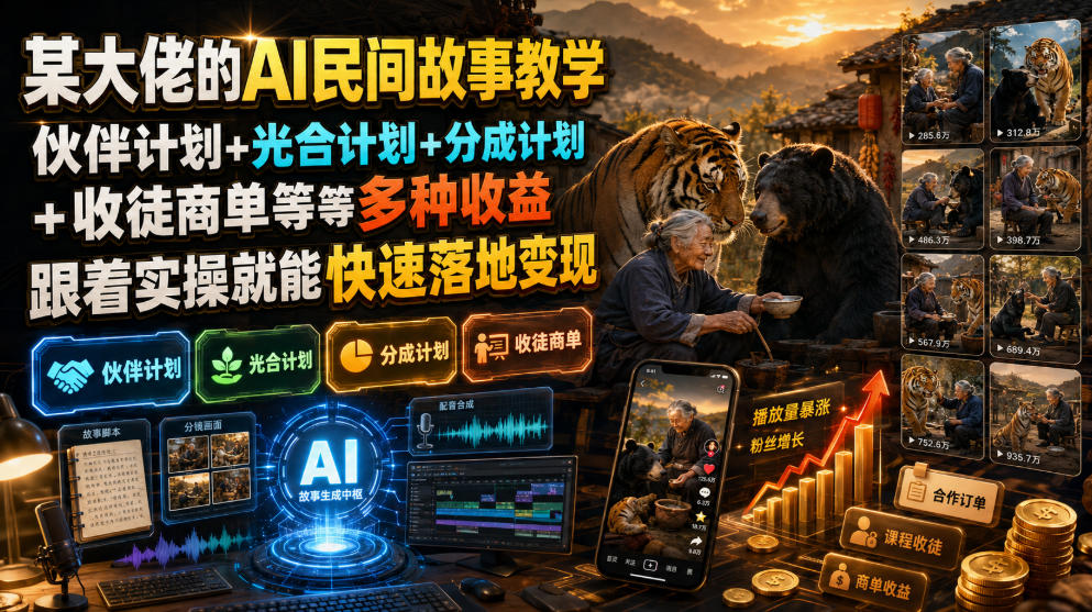 AI民间故事短视频变现教程,DeepSeek豆包剪映实操起号全流程 AI民间故事短视频变现教程,DeepSeek豆包剪映实操起号全流程