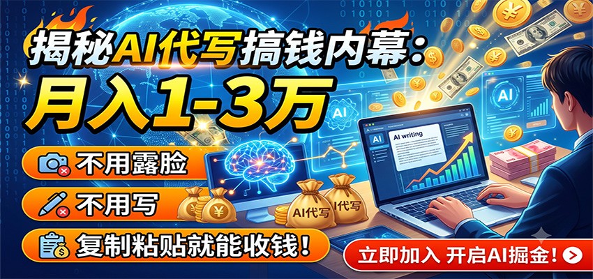 AI代写赚钱内幕：变现1-3万，复制粘贴收钱，新手也能做