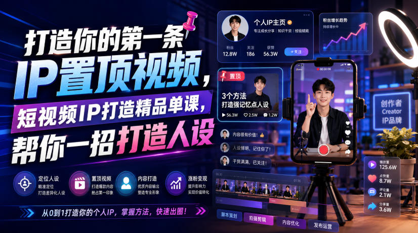 打造第一条IP置顶视频,AI辅助提炼人设标签,一招搞定短视频IP打造 打造第一条IP置顶视频,AI辅助提炼人设标签,一招搞定短视频IP打造