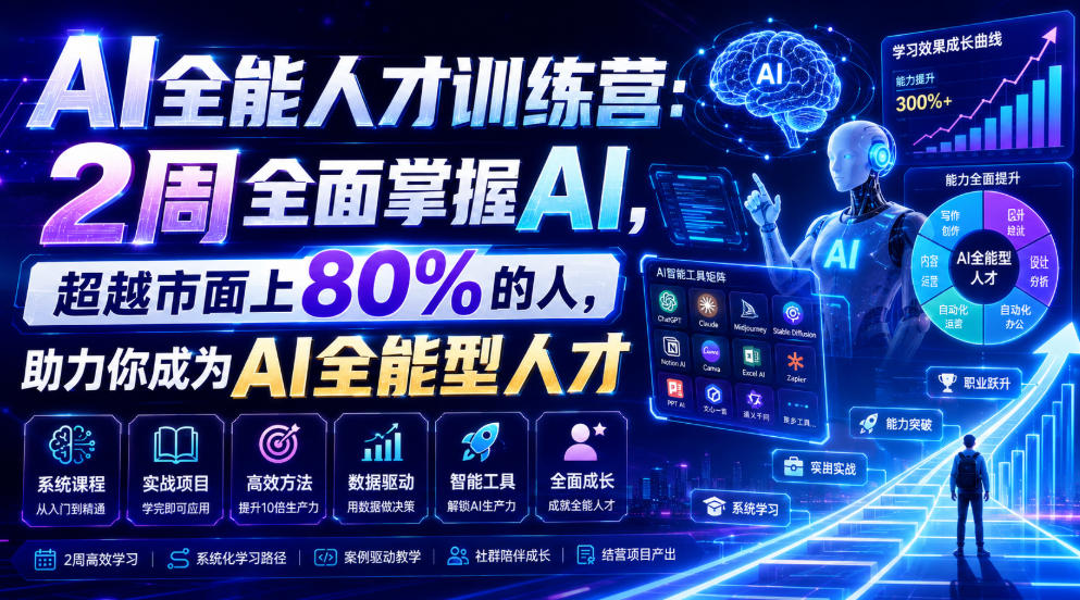 AI全能人才训练营：2周掌握AI工具，提升办公效率与职场竞争力