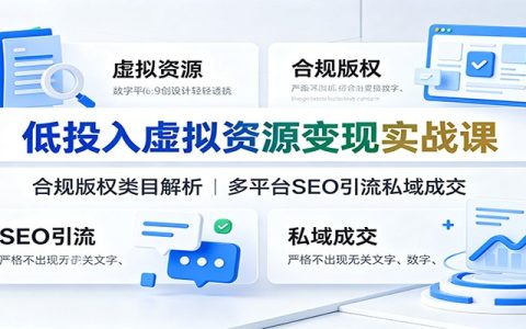 低投入虚拟资源变现课：版权合规+多平台SEO引流私域成交