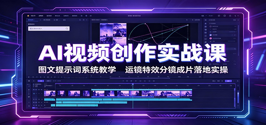 AI视频创作实战课：提示词系统教学，运镜特效分镜落地实操