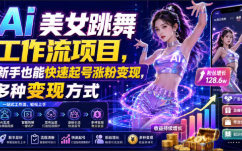 2026 Ai美女跳舞工作流教程，新手起号涨粉变现全攻略