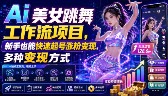 2026 Ai美女跳舞工作流教程,新手起号涨粉变现全攻略 2026 Ai美女跳舞工作流教程,新手起号涨粉变现全攻略