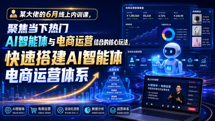 某大佬AI智能体电商运营内训课：选品客服投放自动化搭建