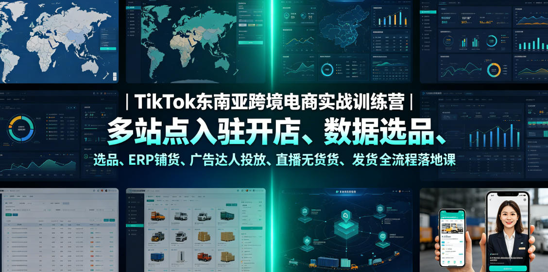 TikTok东南亚跨境电商实战训练营：开店选品ERP铺货广告投放全流程
