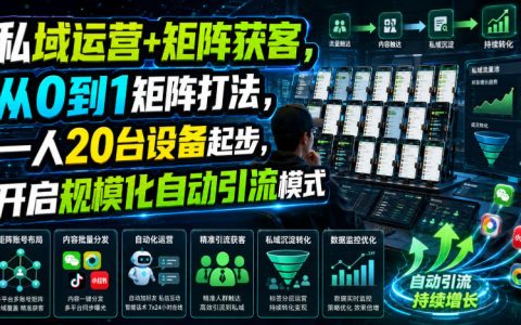 私域矩阵获客从0到1，一人20台设备起步，批量放大流量实战课