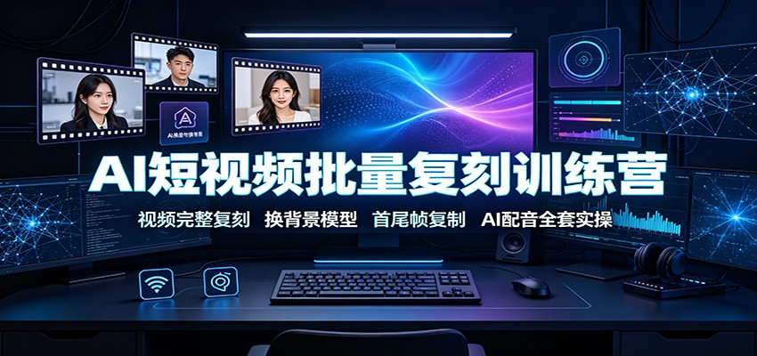 AI短视频批量复刻训练营：首尾帧复制+换背景+AI配音全流程实操
