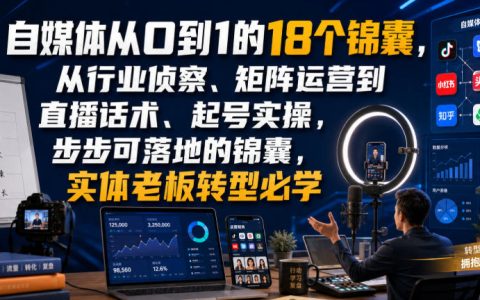 实体老板自媒体起号18个锦囊：矩阵运营+直播话术+私域裂变，从0到1落地实操