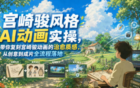 宫崎骏风格AI动画实操课，零基础复刻治愈质感从分镜到成片