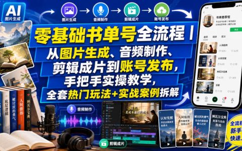 零基础书单号全流程实操：图片生成、音频制作、剪辑发布到爆款变现