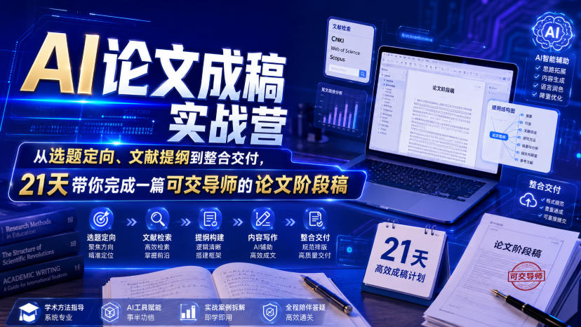 AI论文实战营：21天从选题到成稿，掌握合规修改策略